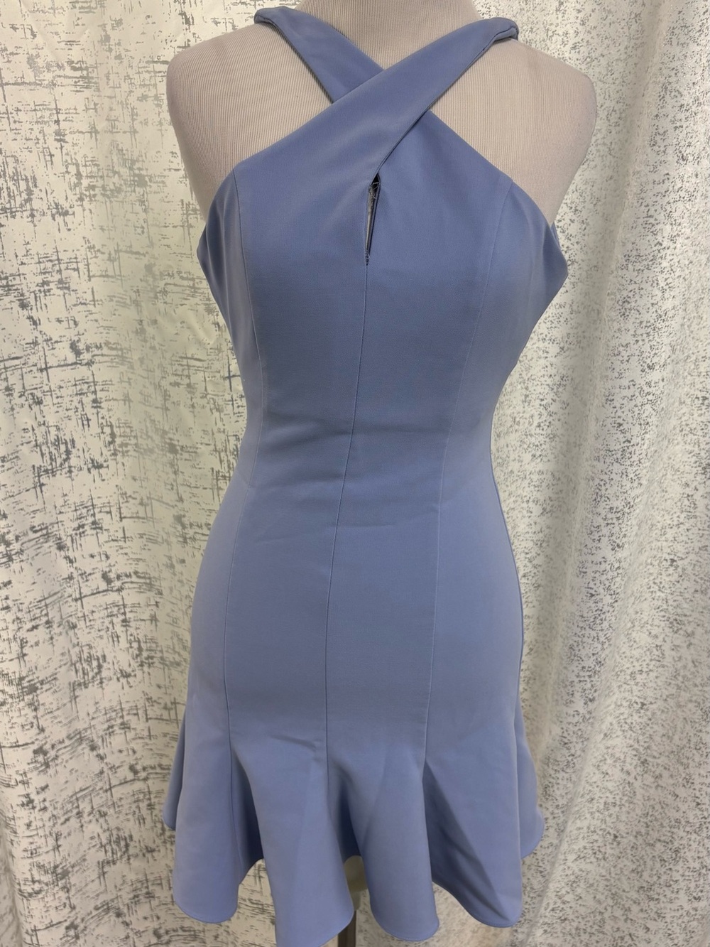 Likely One-Shoulder Cross-Back Flared-Hem Dress in Periwinkle